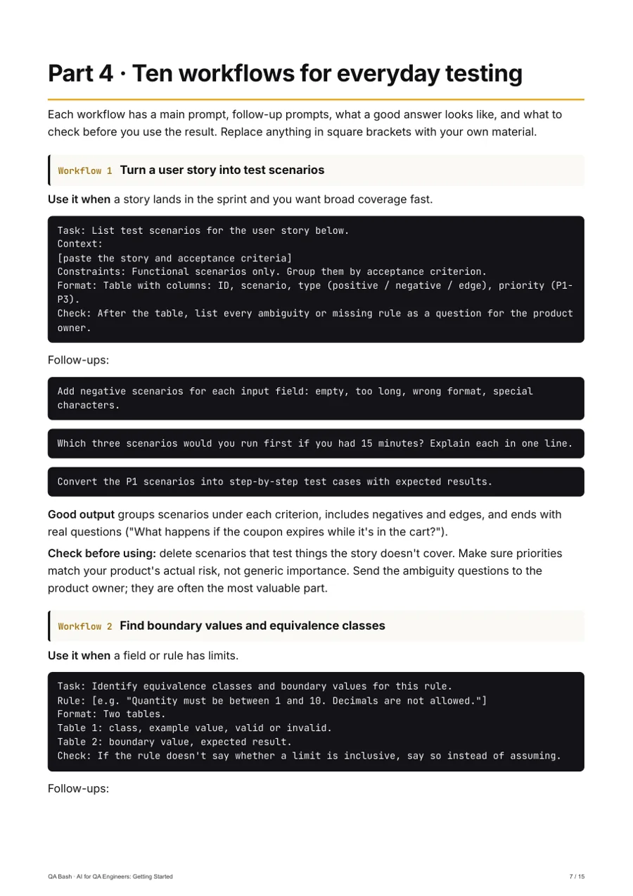 AI for QA Engineers: Getting Started — Workflows with ready prompts