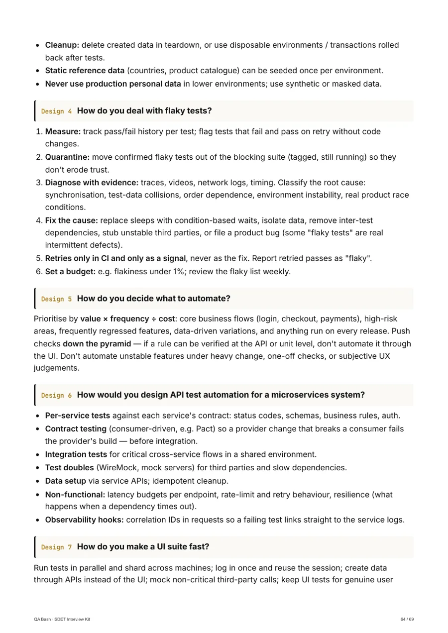 SDET Interview Kit — Framework & system design