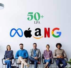 Diverse candidates solving coding challenges together on laptops and whiteboards, preparing for MAANG interviews at Google, Amazon, Microsoft, Meta, Netflix, and Apple.